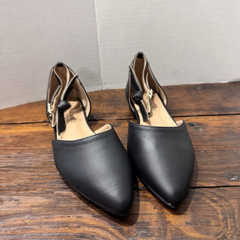 Journee Collection‎ Vielo Ballet Flats  Womens 7 Black Ankle Strap  NEW